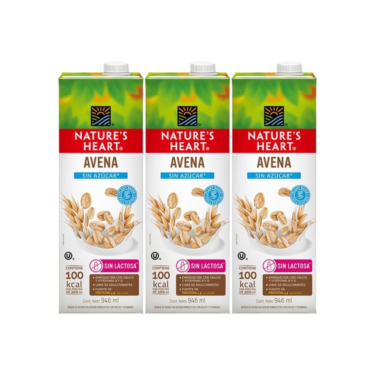 Tripack Bebida de Avena Nature's Heart Sin Azúcar Caja 946ml