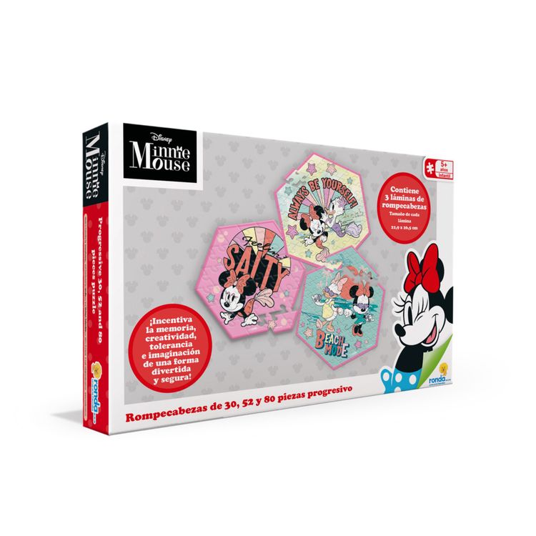 Rompecabezas Ronda 30,52,80 Pzas Progresivo Minnie