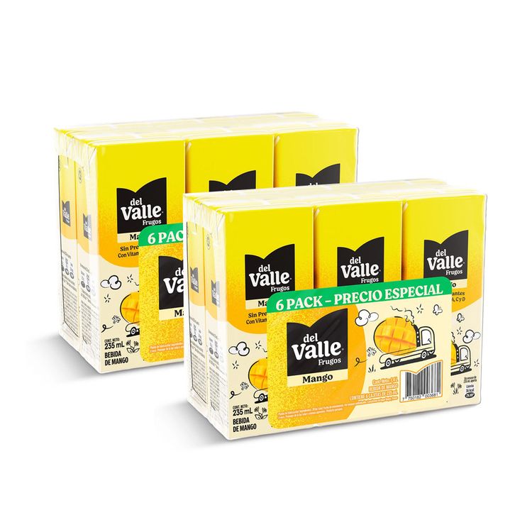 Pack x2 Sixpack Bebida de Mango Frugos del Valle Caja 235ml