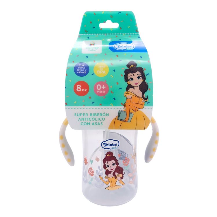 Super Biberón Anticólico Decorado con Asas Princesas 8oz Super Biberón Anticólico Decorado con Asas Princesas 8oz