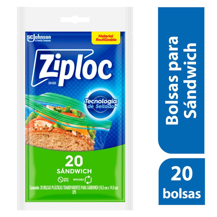 Bolsa Reutilizable Ziploc para Sándwich 20 piezas