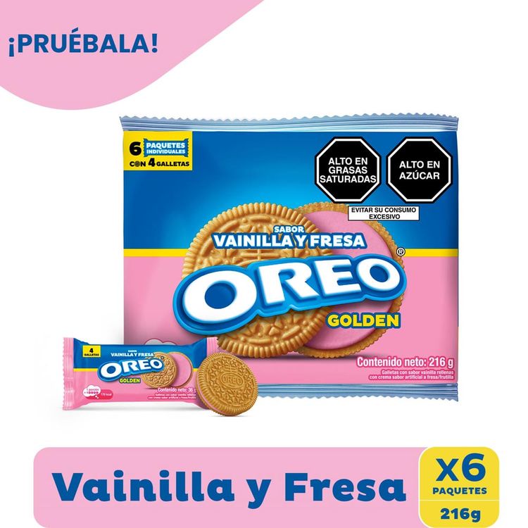 Sixpack Galleta Oreo Golden Sabor Fresa 36g