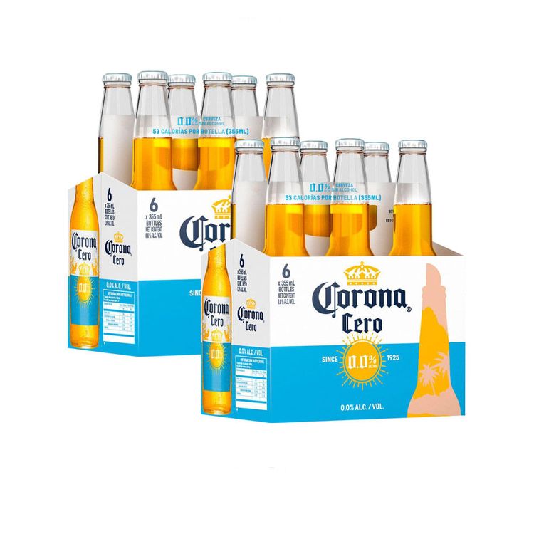Sixpack x2 Cerveza Sin Alcohol Corona Cero Botella 355ml