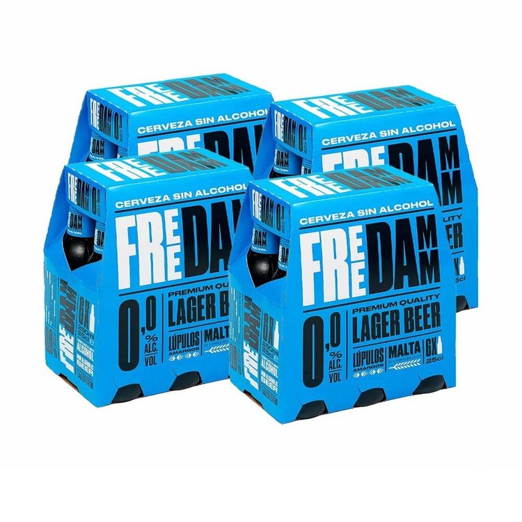 Pack x4 Sixpack Cerveza Sin Alcohol Free Damm Botella 250ml