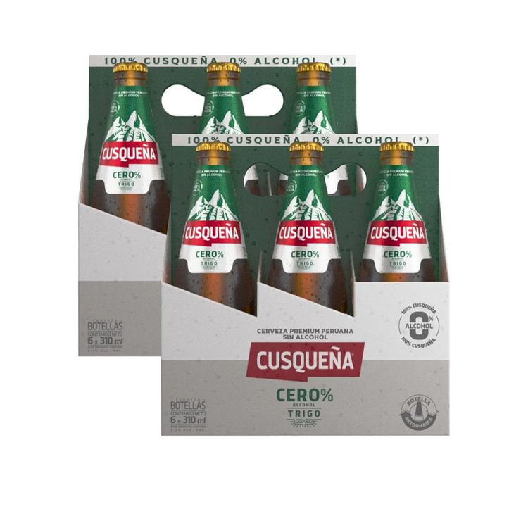 Sixpack x2 Cerveza Sin Alcochol Cusqueña Trigo Cero Botella 310ml