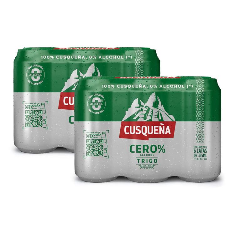 Sixpack x2 Cerveza Sin Alcochol Cusqueña Trigo Cero Lata 355ml
