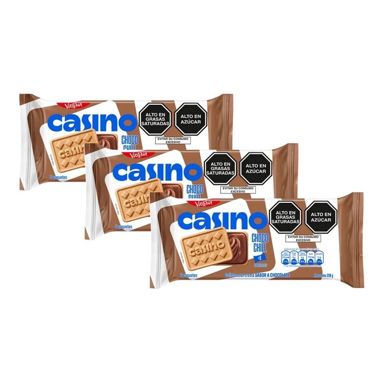 Sixpack x3 Galleta Casino Sabor Chocolate 43g