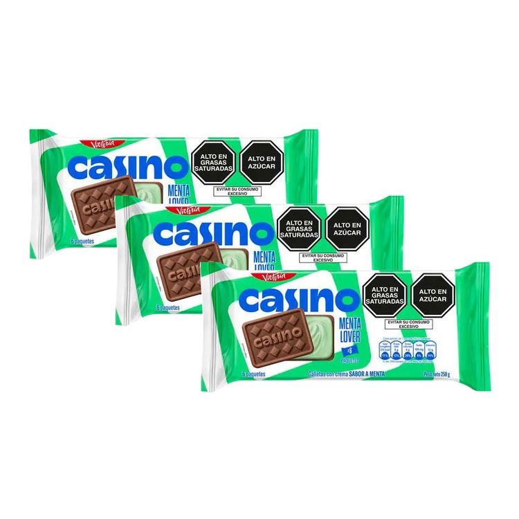 Sixpack x3 Galleta Casino Sabor Menta 43g