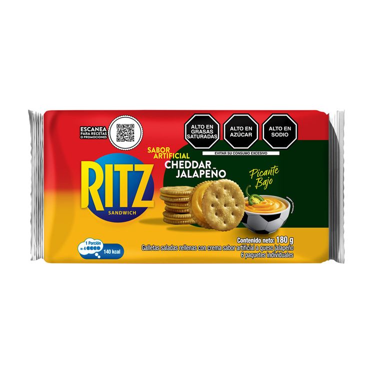 Sixpack Galletas Ritz Sandwich Sabor Queso Jalapeño 30g