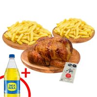 Pollo Rostizado + Papas Fritas 2un + Gaseosa Inca Kola Sin Azúcar 1.5L