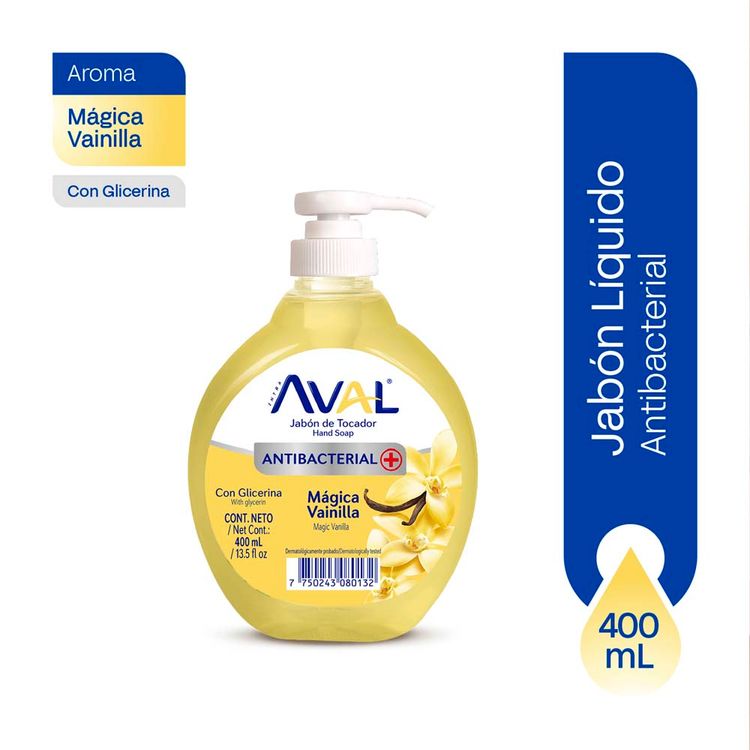 Jabón Líquido Antibacterial Aval Mágica Vainilla 400ml
