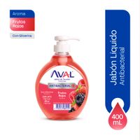 Jabón Líquido Antibacterial Aval Frutos Rojos 400ml
