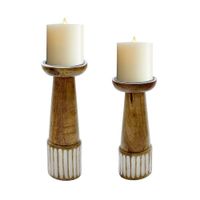 CANDELABRO MADERA RÚSTICO 25.5CM