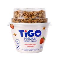 Yogurt Griego Tigo Natural con Fresas y Granola Vaso 155 g